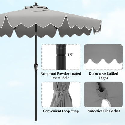 9 Feet Patio Umbrella, Crank Handle, Push Button Tilt, Gray Outdoor Umbrellas at Gallery Canada