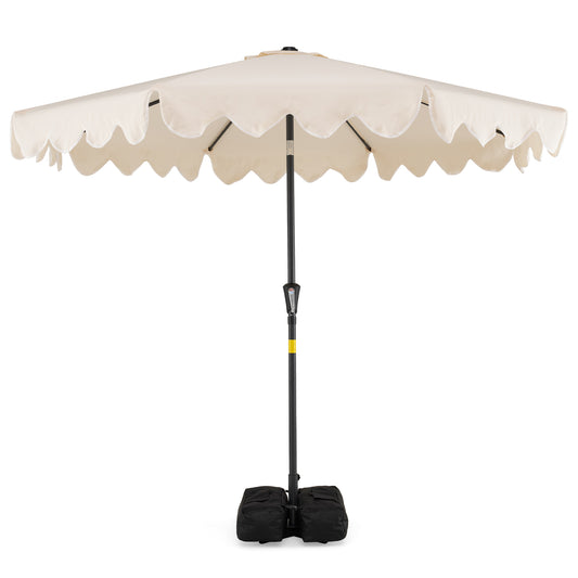 9 Feet Patio Umbrella, Weighted Base, Sandbags, Beige Outdoor Umbrellas Beige at Gallery Canada