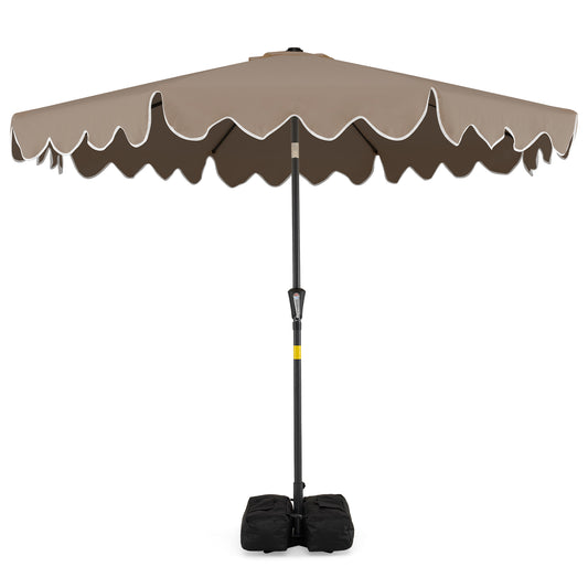 9 Feet Patio Umbrella, Weighted Base With Sandbags, Brown Outdoor Umbrellas Brown at Gallery Canada