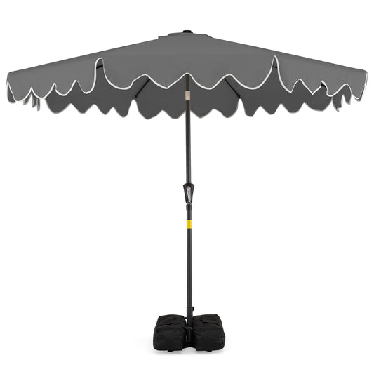 9 Feet Patio Umbrella, Weighted Base, Sandbags, Gray Outdoor Umbrellas Gray at Gallery Canada