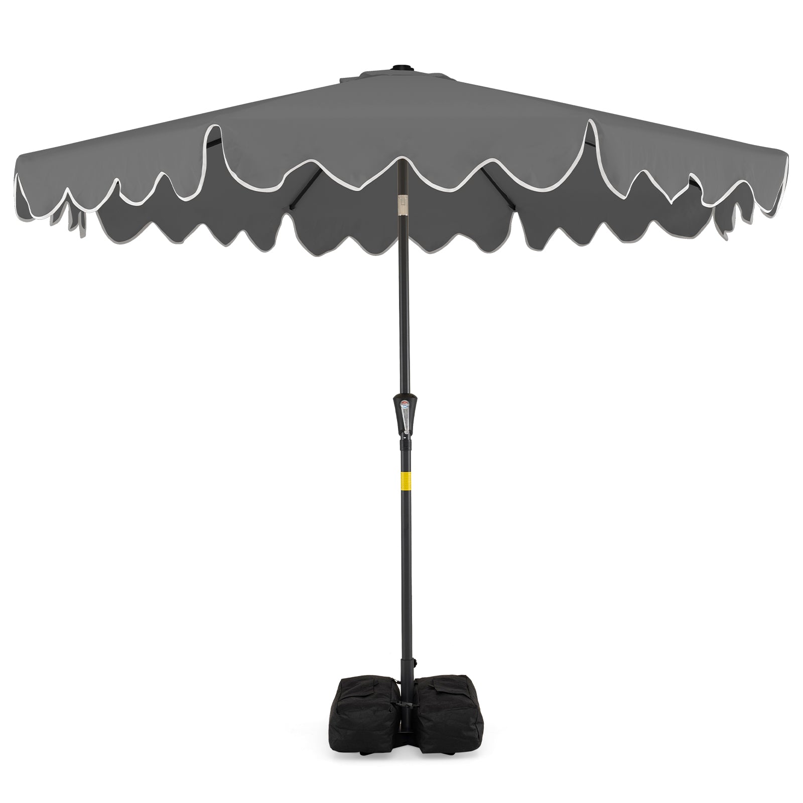 9 Feet Patio Umbrella, Weighted Base, Sandbags, Gray Outdoor Umbrellas Gray at Gallery Canada