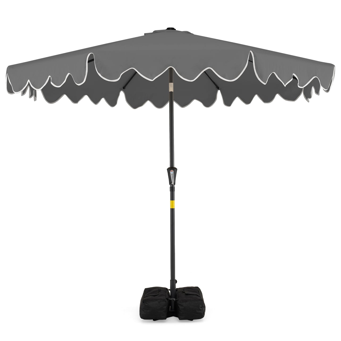 9 Feet Patio Umbrella, Weighted Base, Sandbags, Gray Outdoor Umbrellas Gray at Gallery Canada