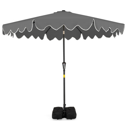 9 Feet Patio Umbrella, Weighted Base, Sandbags, Gray Outdoor Umbrellas Gray at Gallery Canada