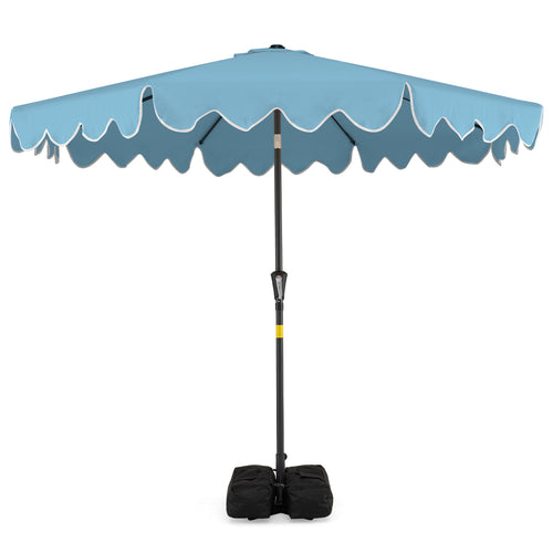 9 Feet Patio Umbrella, Weighted Base With Sandbags, Turquoise