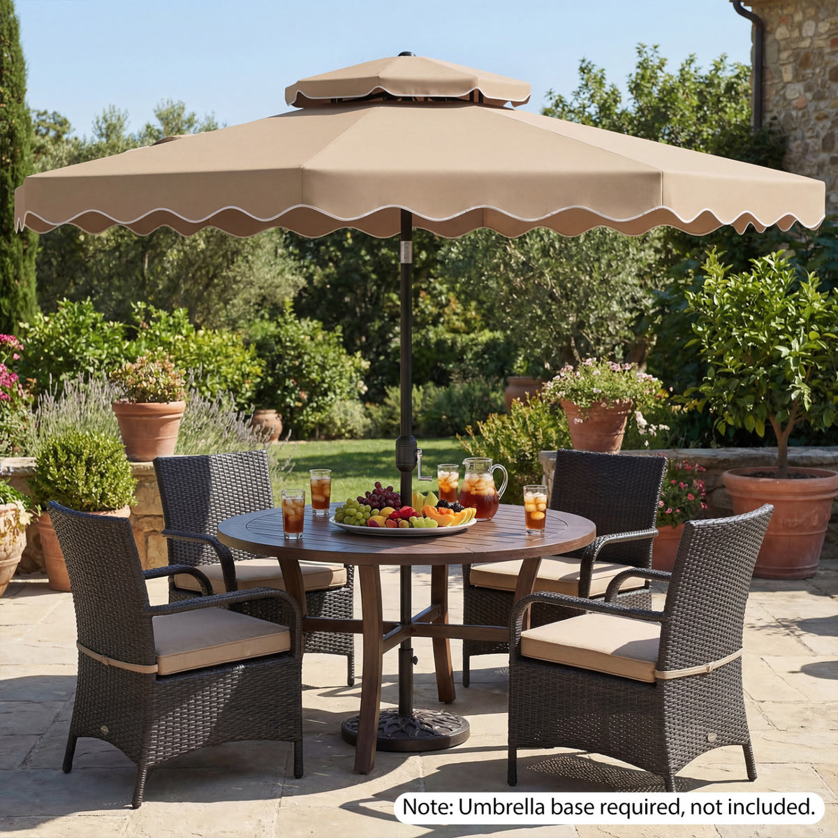 9 Feet Patio Umbrella, Push Button Tilt, Crank, Coffee Outdoor Umbrellas at Gallery Canada