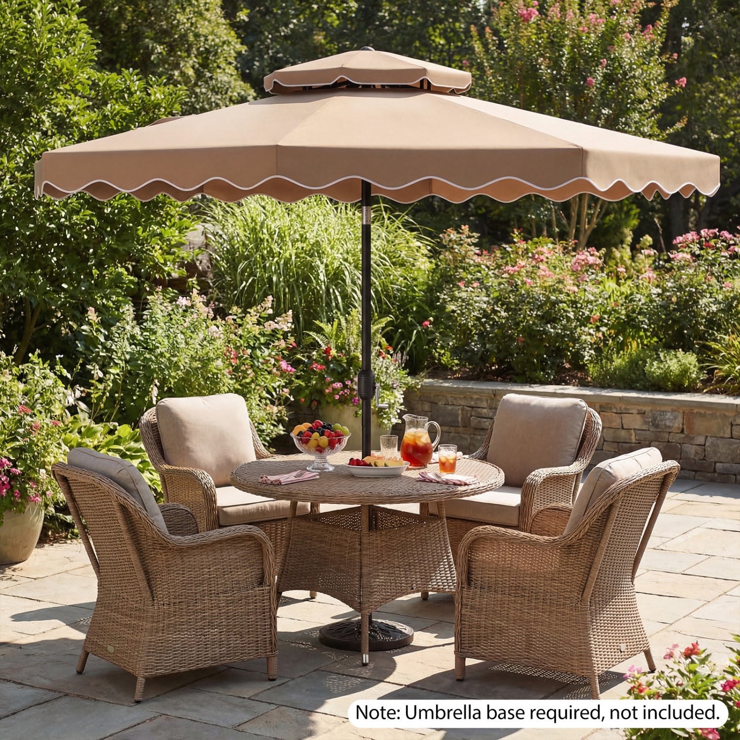 9 Feet Patio Umbrella, Push Button Tilt, Crank, Coffee Outdoor Umbrellas at Gallery Canada