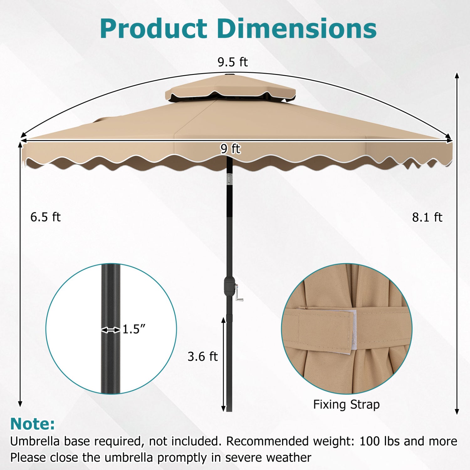 9 Feet Patio Umbrella, Push Button Tilt, Crank, Coffee Outdoor Umbrellas at Gallery Canada
