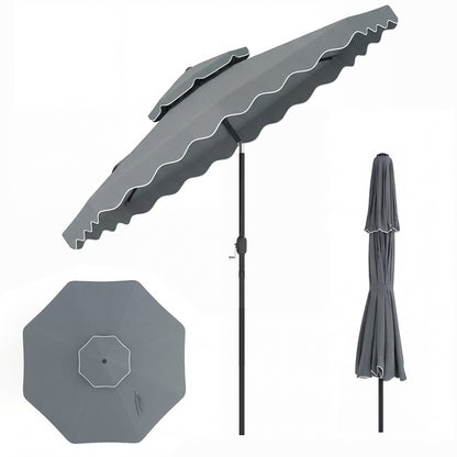 9 Feet Patio Umbrella, Push Button Tilt, Crank, Gray Outdoor Umbrellas at Gallery Canada