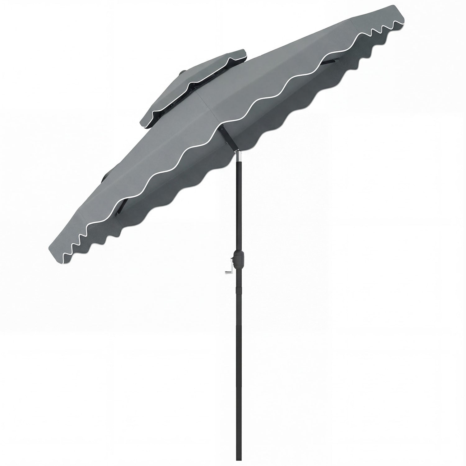 9 Feet Patio Umbrella, Push Button Tilt, Crank, Gray Outdoor Umbrellas at Gallery Canada