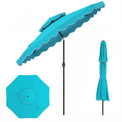 9 Feet Patio Umbrella, Push Button Tilt And Crank, Turquoise Outdoor Umbrellas at Gallery Canada