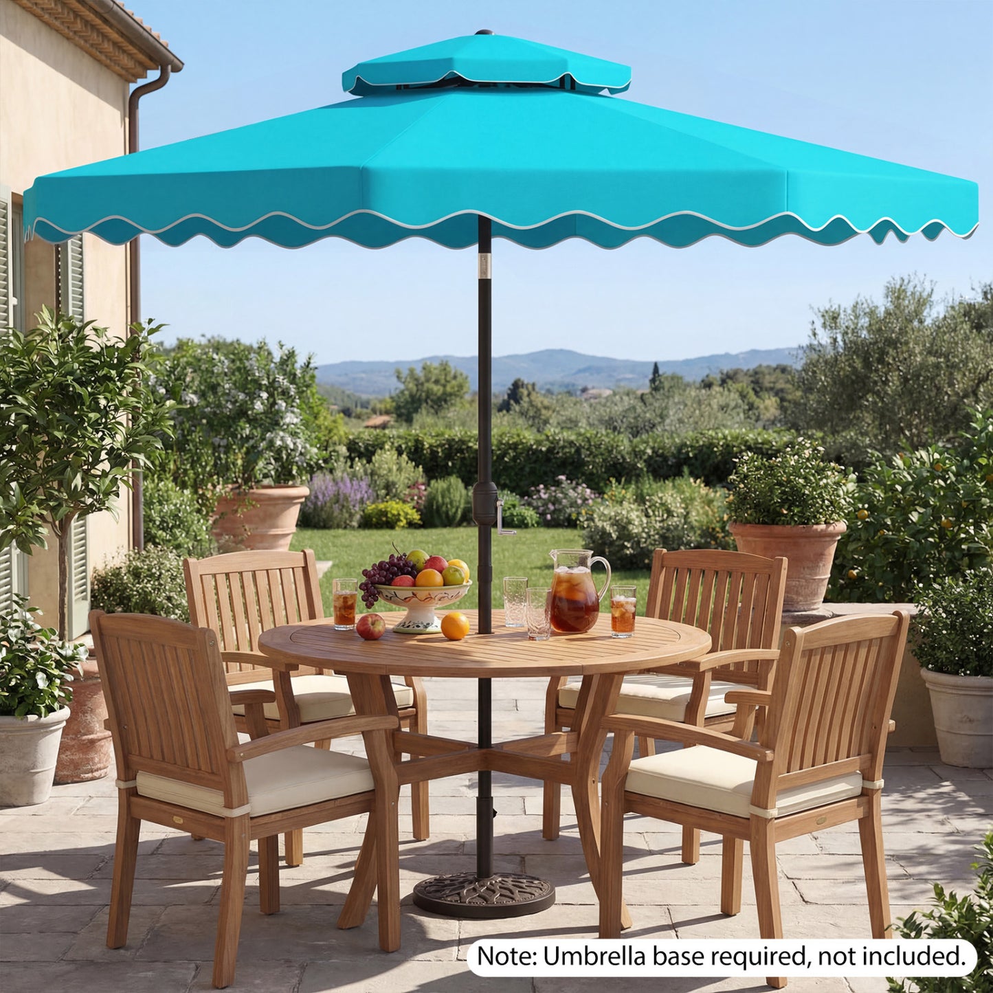 9 Feet Patio Umbrella, Push Button Tilt And Crank, Turquoise Outdoor Umbrellas at Gallery Canada
