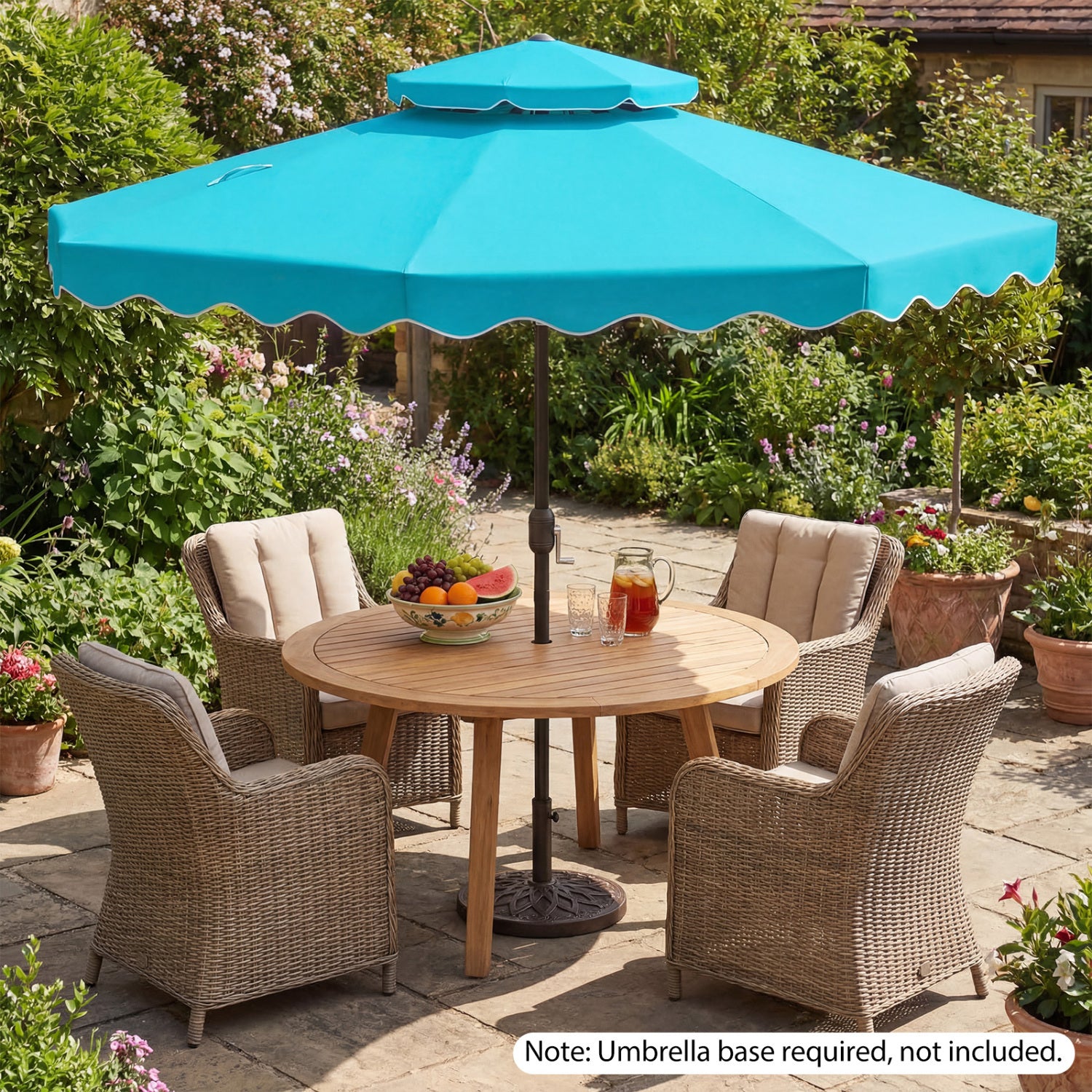 9 Feet Patio Umbrella, Push Button Tilt And Crank, Turquoise Outdoor Umbrellas at Gallery Canada