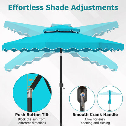 9 Feet Patio Umbrella, Push Button Tilt And Crank, Turquoise Outdoor Umbrellas at Gallery Canada