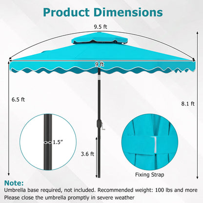 9 Feet Patio Umbrella, Push Button Tilt And Crank, Turquoise Outdoor Umbrellas at Gallery Canada
