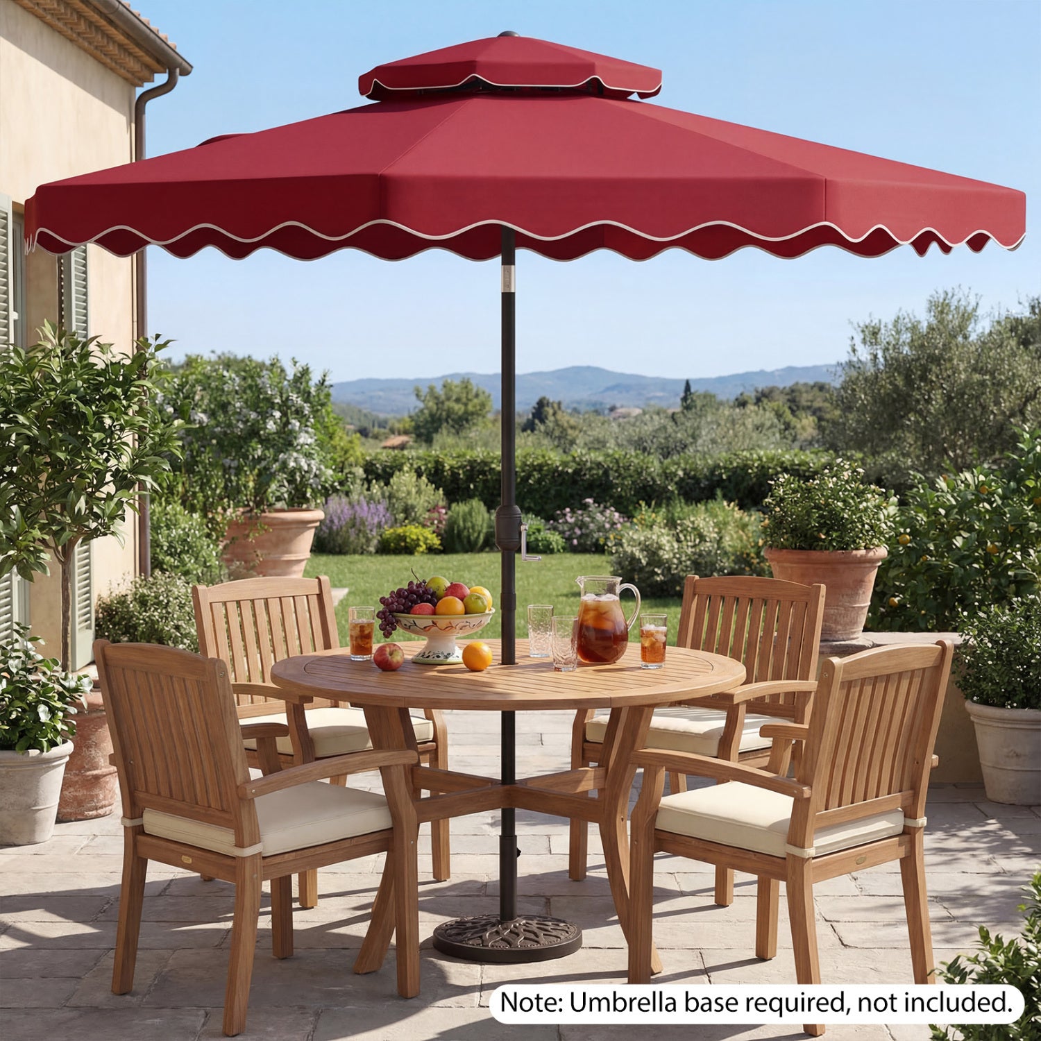 9 Feet Patio Umbrella, Push Button Tilt, Crank, Wine Outdoor Umbrellas at Gallery Canada