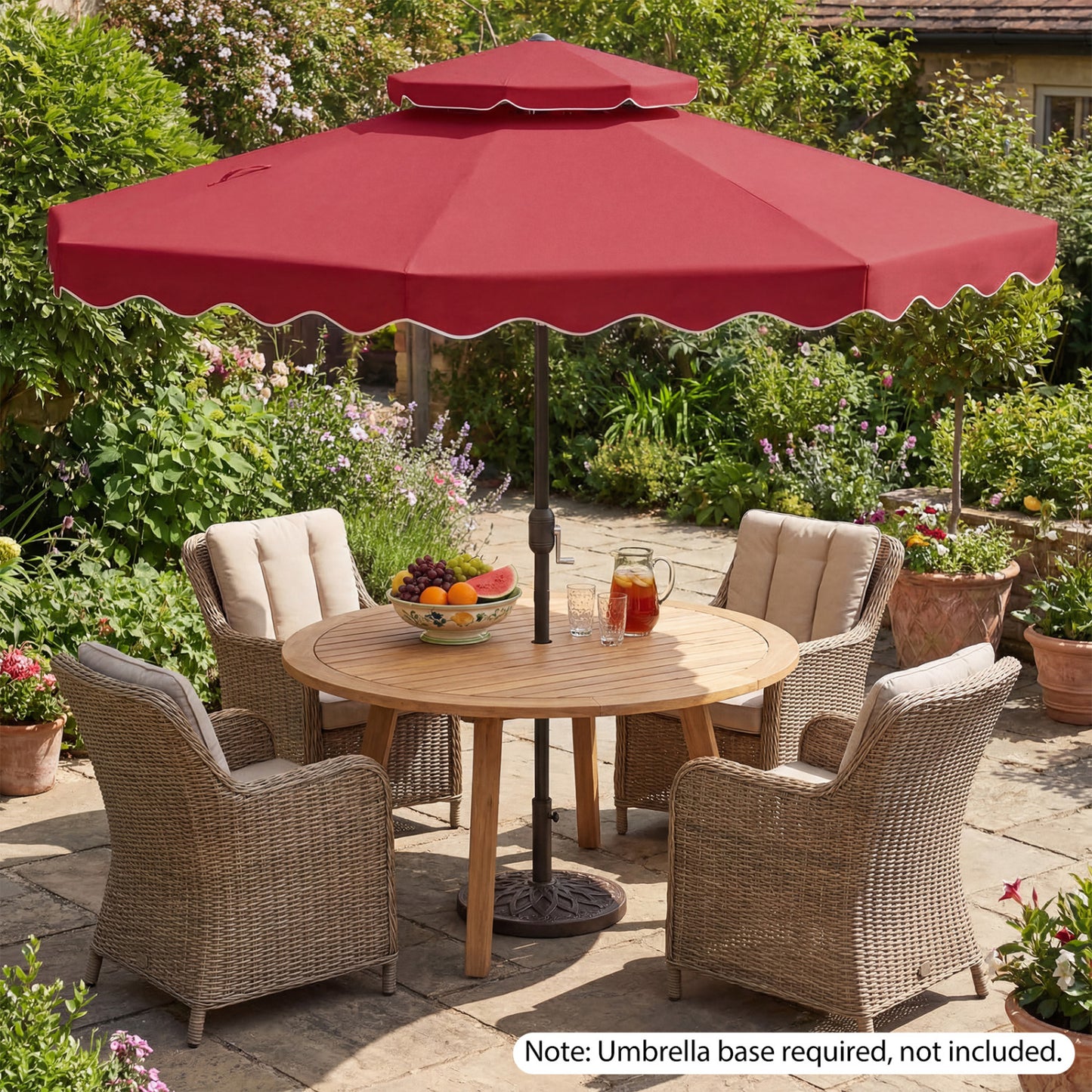 9 Feet Patio Umbrella, Push Button Tilt, Crank, Wine Outdoor Umbrellas at Gallery Canada