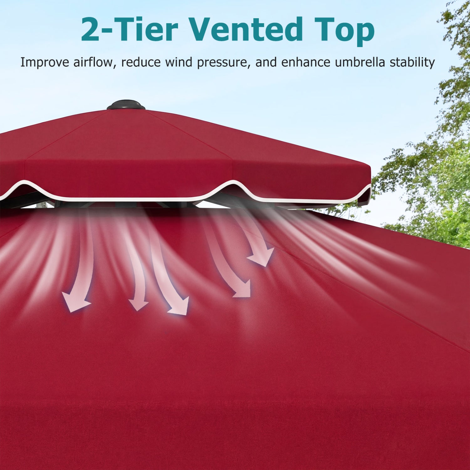9 Feet Patio Umbrella, Push Button Tilt, Crank, Wine Outdoor Umbrellas at Gallery Canada