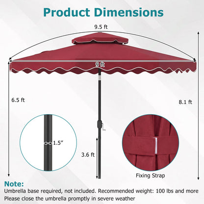 9 Feet Patio Umbrella, Push Button Tilt, Crank, Wine Outdoor Umbrellas at Gallery Canada