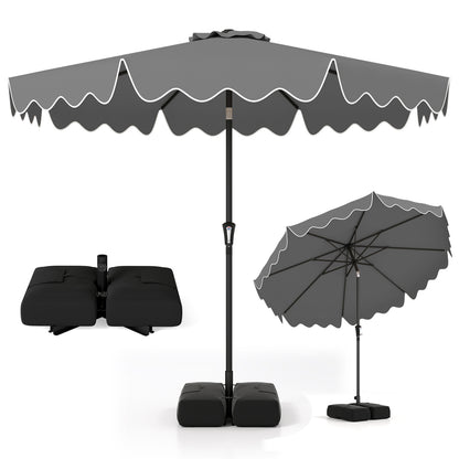 9 Feet Patio Umbrella, Weighted Base, Sandbags, Gray Outdoor Umbrellas Gray at Gallery Canada