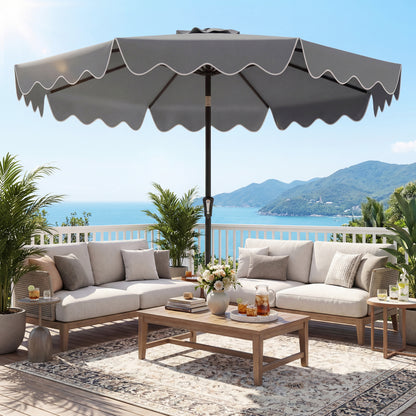 9 Feet Patio Umbrella, Weighted Base, Sandbags, Gray Outdoor Umbrellas at Gallery Canada