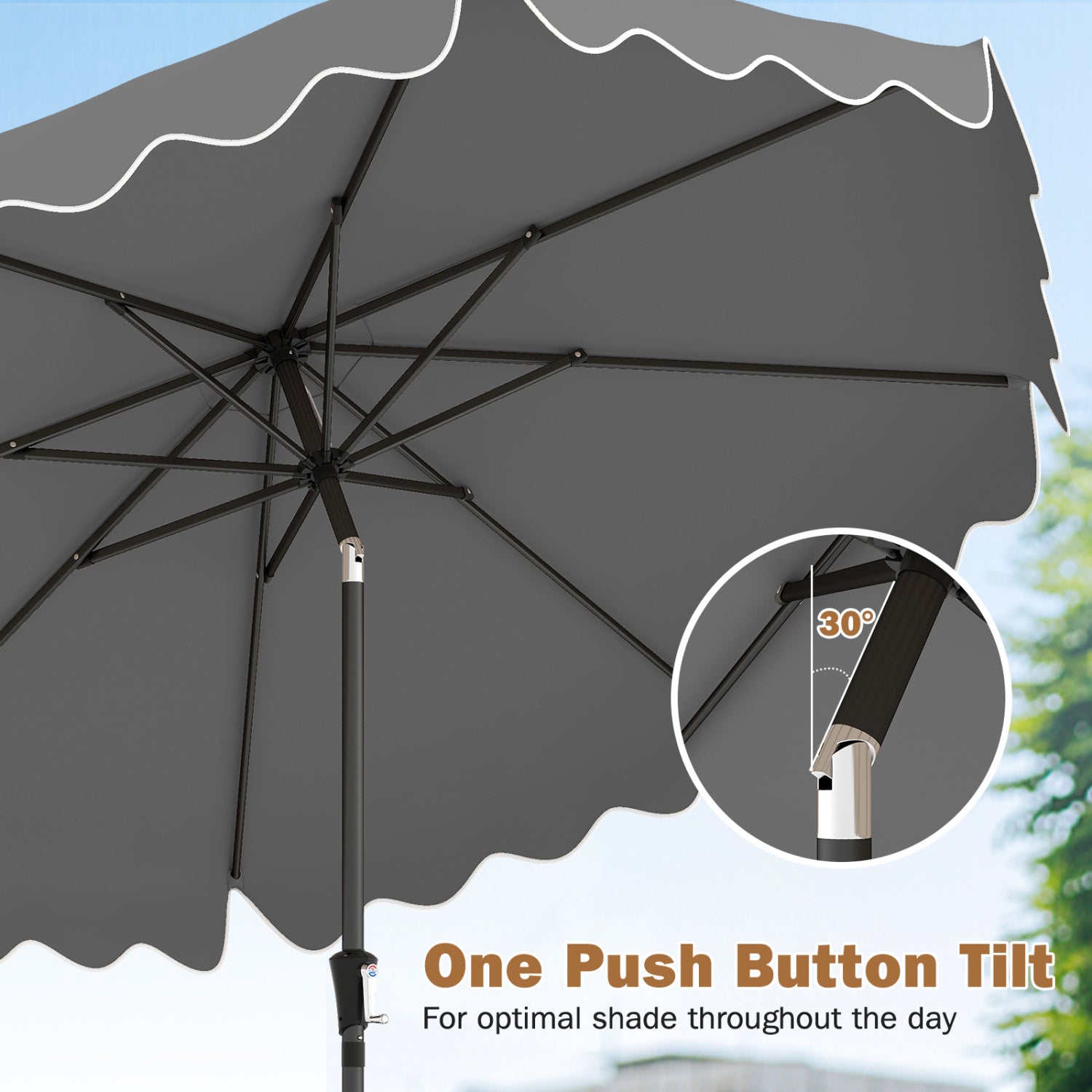 9 Feet Patio Umbrella, Weighted Base, Sandbags, Gray Outdoor Umbrellas at Gallery Canada