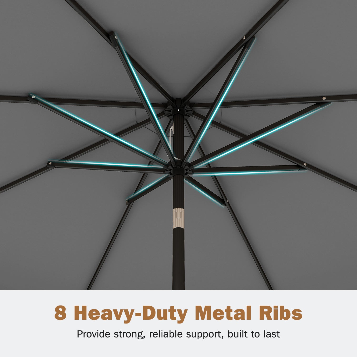 9 Feet Patio Umbrella, Weighted Base, Sandbags, Gray Outdoor Umbrellas at Gallery Canada