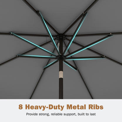 9 Feet Patio Umbrella, Weighted Base, Sandbags, Gray Outdoor Umbrellas at Gallery Canada