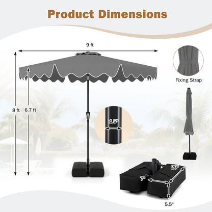 9 Feet Patio Umbrella, Weighted Base, Sandbags, Gray Outdoor Umbrellas at Gallery Canada