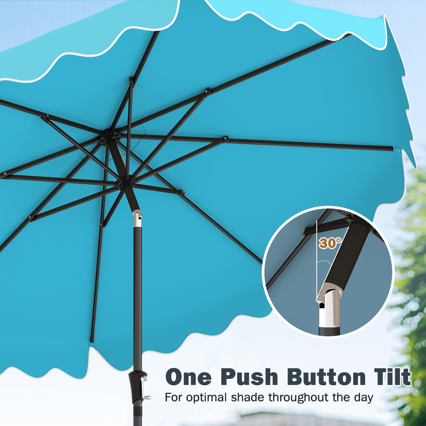 9 Feet Patio Umbrella, Weighted Base With Sandbags, Turquoise Outdoor Umbrellas at Gallery Canada