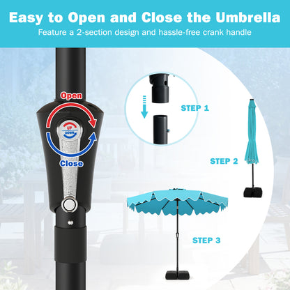 9 Feet Patio Umbrella, Weighted Base With Sandbags, Turquoise Outdoor Umbrellas at Gallery Canada