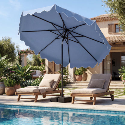9 Feet Patio Umbrella, Weighted Base, Sandbags, Blue Outdoor Umbrellas at Gallery Canada