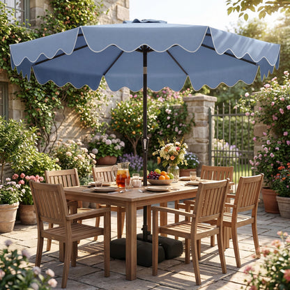 9 Feet Patio Umbrella, Weighted Base, Sandbags, Blue Outdoor Umbrellas at Gallery Canada