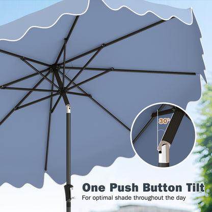 9 Feet Patio Umbrella, Weighted Base, Sandbags, Blue Outdoor Umbrellas at Gallery Canada
