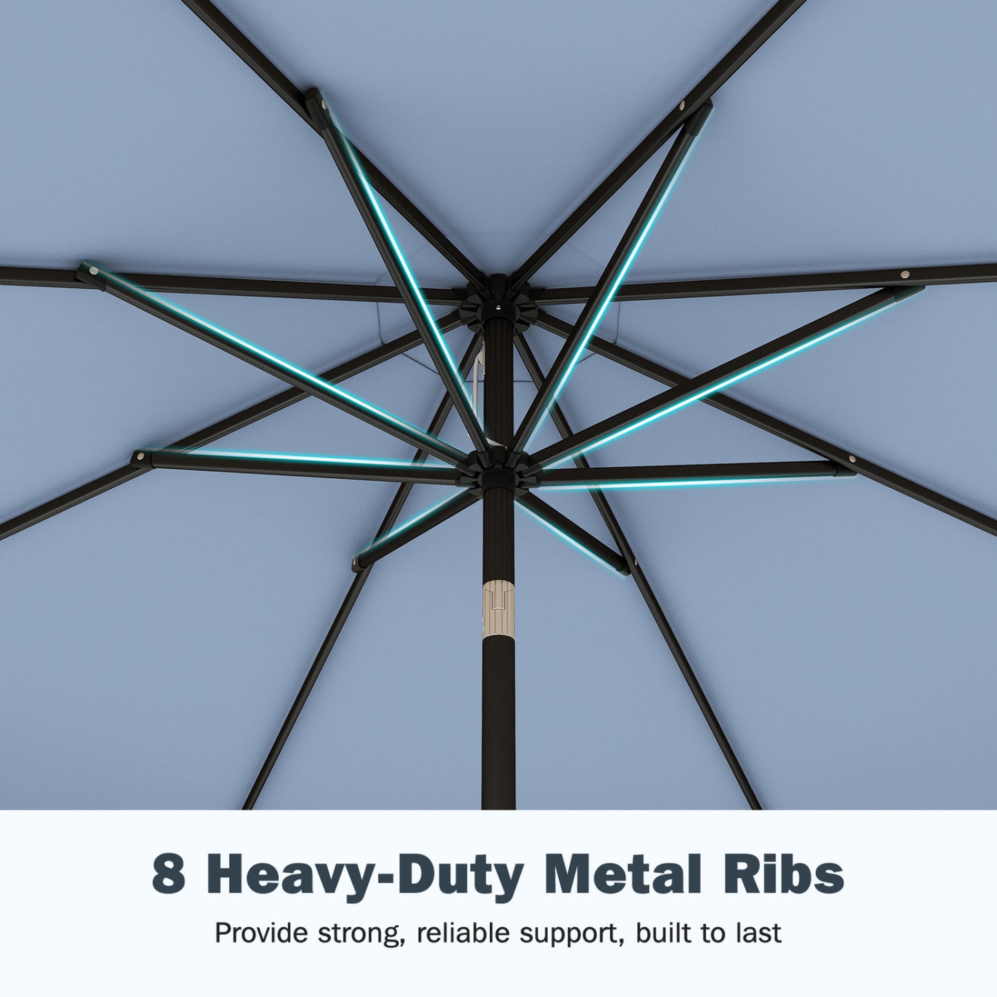 9 Feet Patio Umbrella, Weighted Base, Sandbags, Blue Outdoor Umbrellas at Gallery Canada