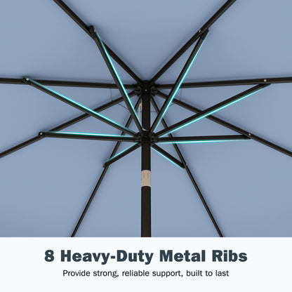 9 Feet Patio Umbrella, Weighted Base, Sandbags, Blue Outdoor Umbrellas at Gallery Canada