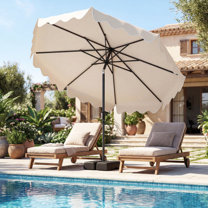 9 Feet Patio Umbrella, Weighted Base, Sandbags, Beige Outdoor Umbrellas at Gallery Canada