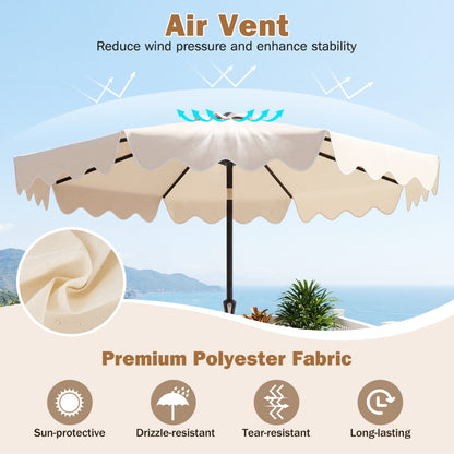 9 Feet Patio Umbrella, Weighted Base, Sandbags, Beige Outdoor Umbrellas at Gallery Canada