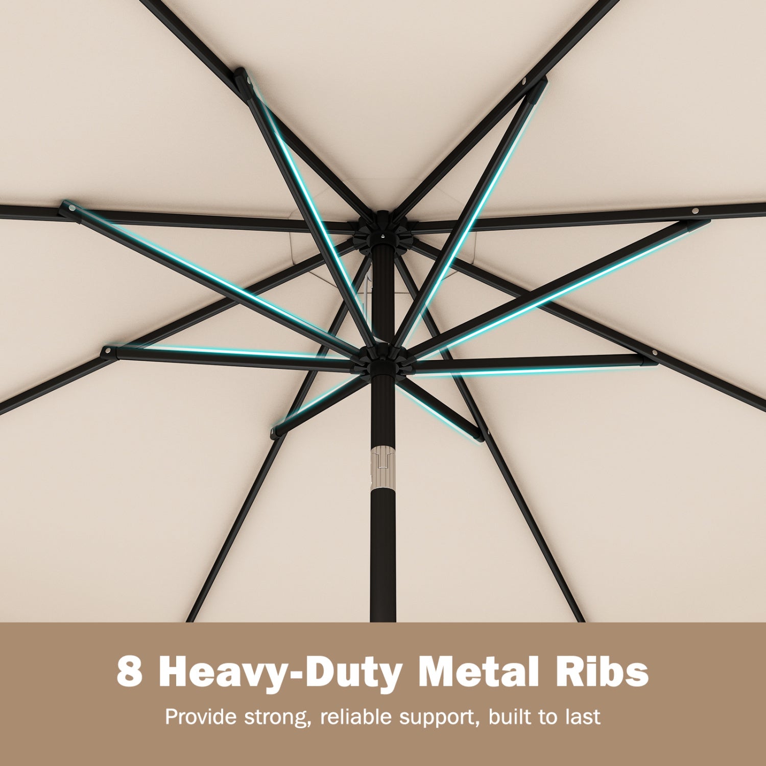9 Feet Patio Umbrella, Weighted Base, Sandbags, Beige Outdoor Umbrellas at Gallery Canada