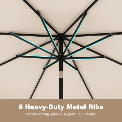 9 Feet Patio Umbrella, Weighted Base, Sandbags, Beige Outdoor Umbrellas at Gallery Canada