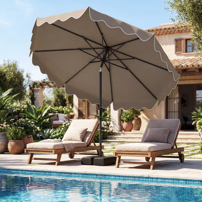 9 Feet Patio Umbrella, Weighted Base With Sandbags, Brown Outdoor Umbrellas at Gallery Canada