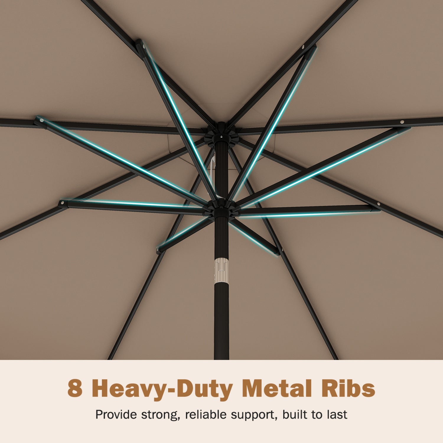9 Feet Patio Umbrella, Weighted Base With Sandbags, Brown Outdoor Umbrellas at Gallery Canada