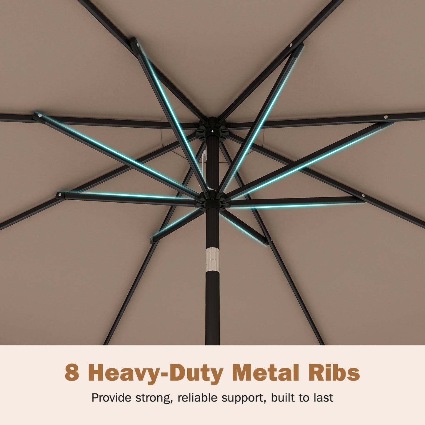 9 Feet Patio Umbrella, Weighted Base With Sandbags, Brown Outdoor Umbrellas at Gallery Canada