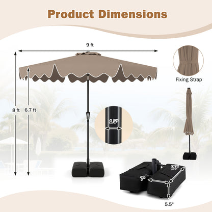 9 Feet Patio Umbrella, Weighted Base With Sandbags, Brown Outdoor Umbrellas at Gallery Canada