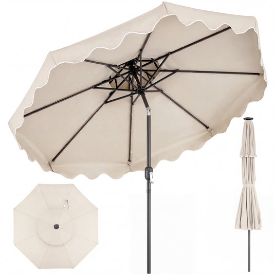 9 Ft Patio Umbrella With Push Button Tilt, Beige Outdoor Umbrellas Beige at Gallery Canada