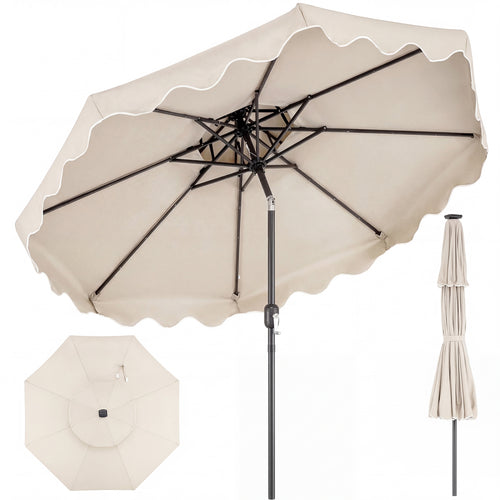 9 Ft Patio Umbrella With Push Button Tilt, Beige