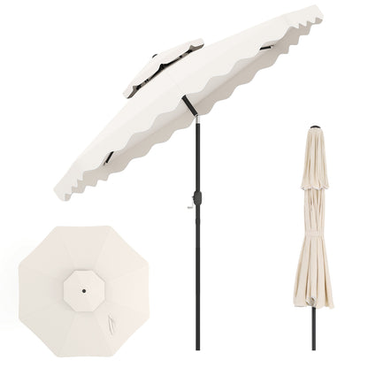 9 Ft Patio Umbrella With Push Button Tilt, Beige Outdoor Umbrellas at Gallery Canada
