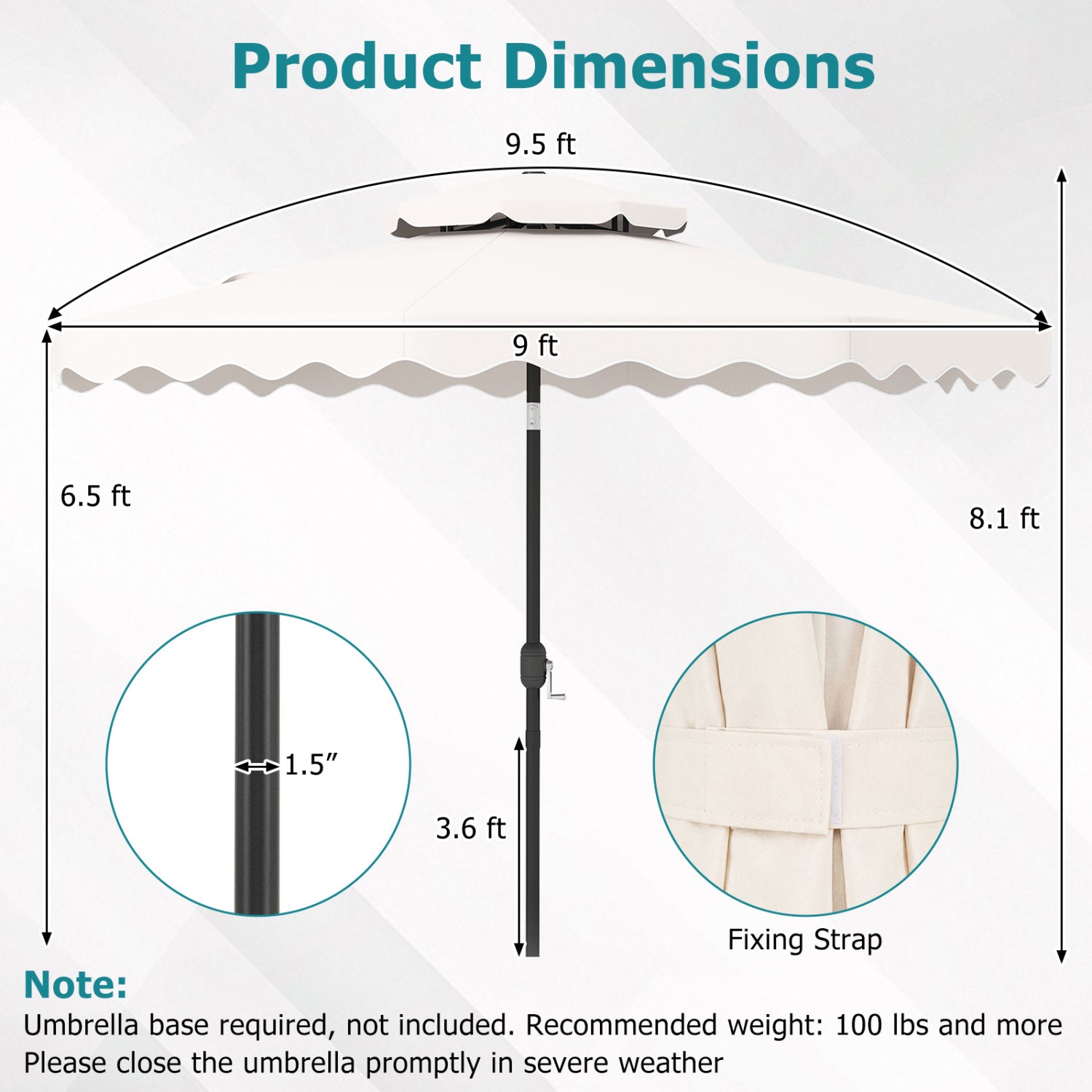 9 Ft Patio Umbrella With Push Button Tilt, Beige Outdoor Umbrellas at Gallery Canada