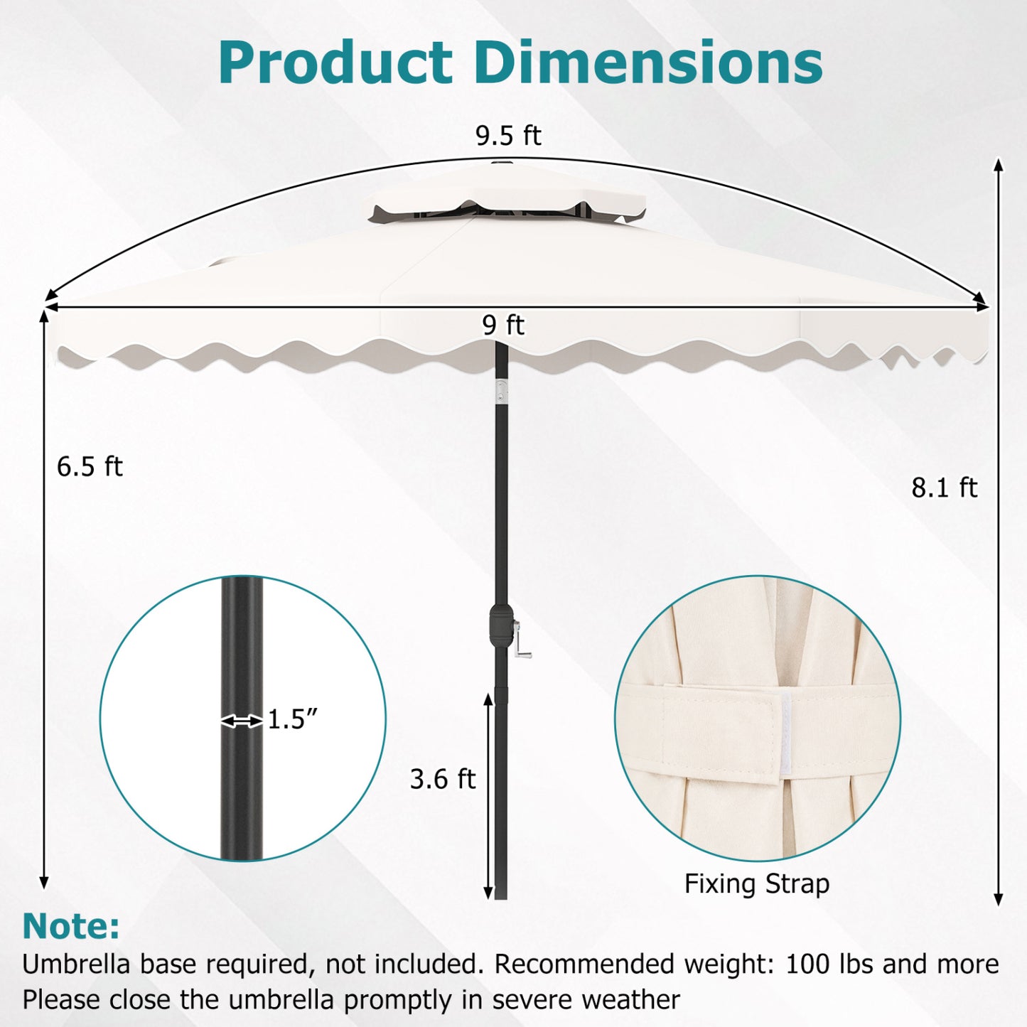 9 Ft Patio Umbrella With Push Button Tilt, Beige Outdoor Umbrellas at Gallery Canada