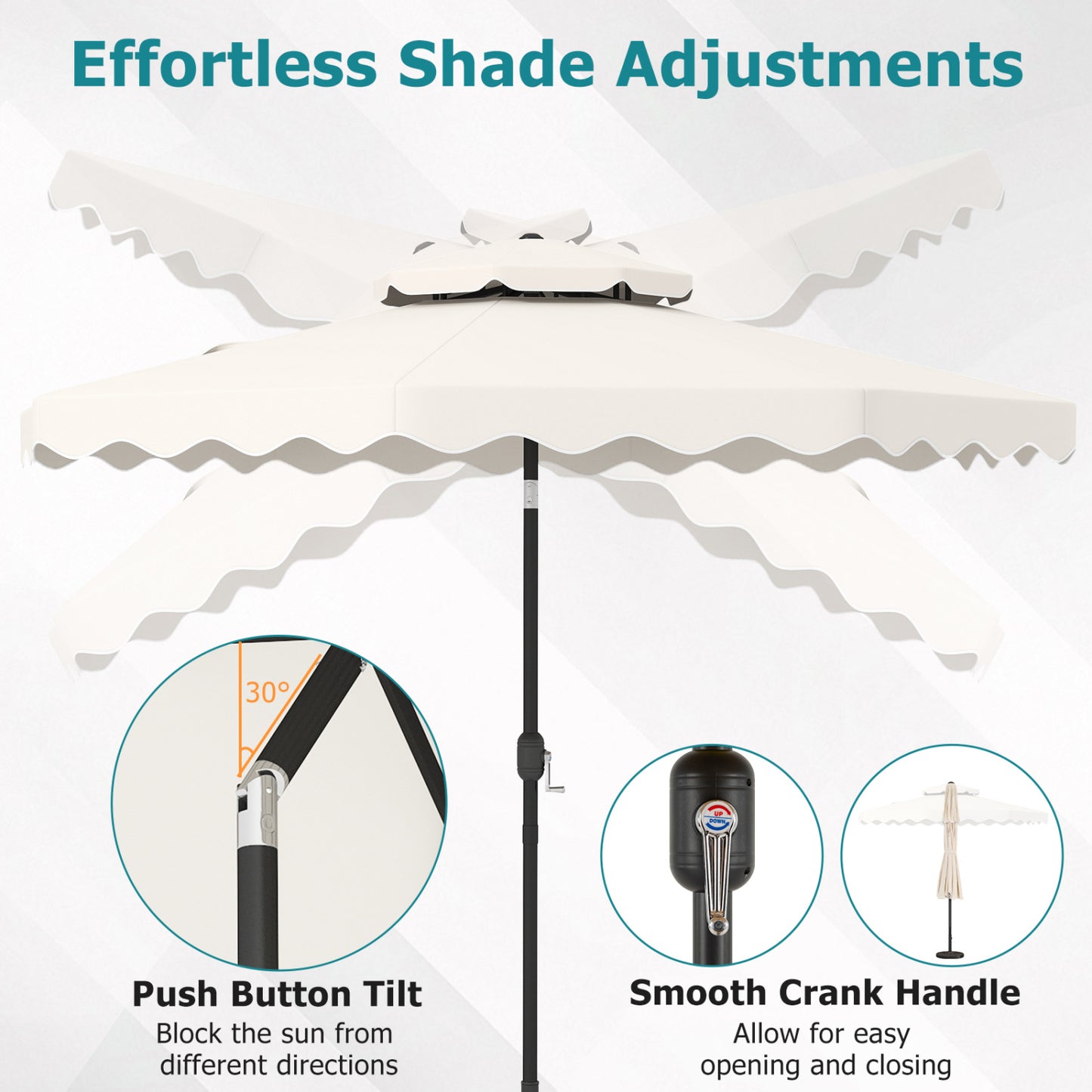 9 Ft Patio Umbrella With Push Button Tilt, Beige Outdoor Umbrellas at Gallery Canada