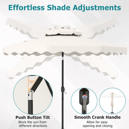 9 Ft Patio Umbrella With Push Button Tilt, Beige Outdoor Umbrellas at Gallery Canada